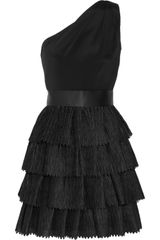Notte By Marchesa Oneshoulder Tiered Crinkledsilk Dress