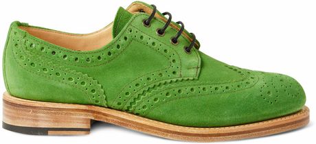 Oliver Spencer Country Suede Wingtip Brogues in Green for Men - Lyst