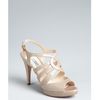 Prada Pumice Leather Strappy Platform Peep Toe Sandals in Gray (grey) - Lyst