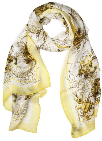 Roberto Cavalli Submarine Print Silk Chiffon in Yellow - Lyst