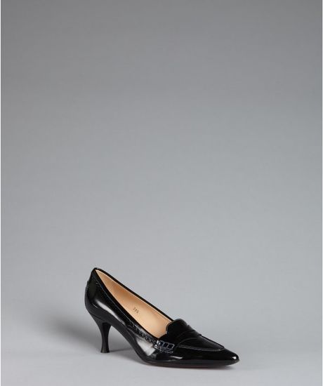 Tod's Black Patent Leather Sidney Pointed Toe Pumps in Black - Lyst