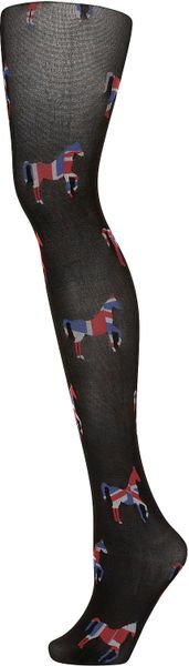 Topshop Union Jack Horse Tights By Jonathan Aston in Black - Lyst