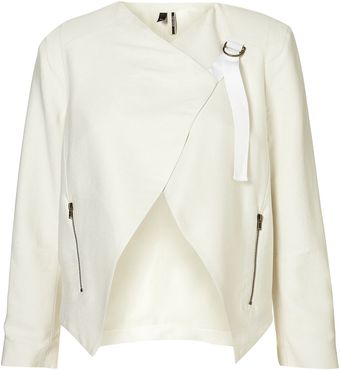 Topshop Drape Biker Jacket - Lyst