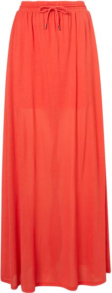 Topshop Red Sporty Maxi Skirt in Red - Lyst