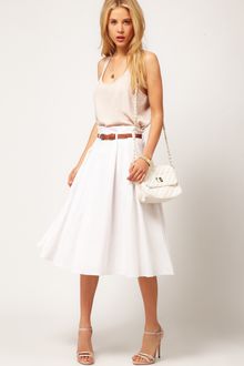 ASOS Collection Asos Linen Midi Skirt with Belt - Lyst