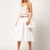 Asos Collection Asos Linen Midi Skirt with Belt in White - Lyst