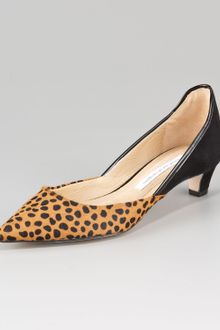 Diane Von Furstenberg Alice Leopard print Dorsay Kitten heel Pump - Lyst