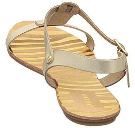 Dune Jersey Real Leather Hanging Sandals in Gold | Lyst