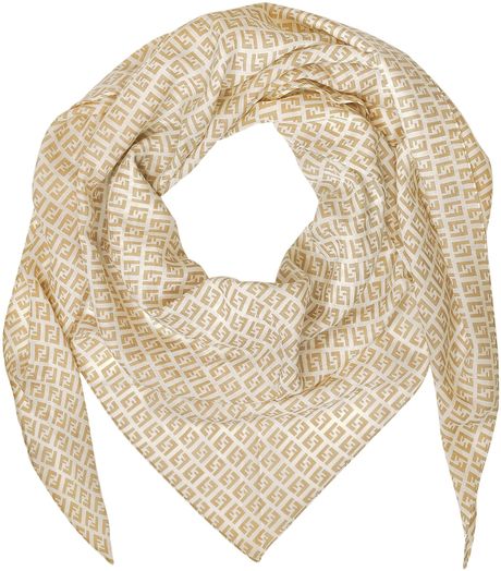 Fendi Zucchino Logo Cotton Wrap in Beige (brown) - Lyst