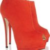 Giuseppe Zanotti Suede Peeptoe Platform Ankle Boots in Red - Lyst