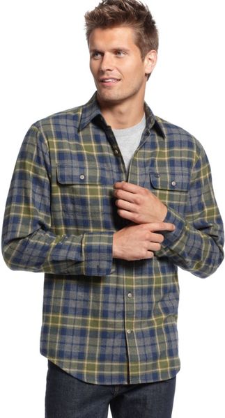Timberland Long Sleeve Flannel Shirt in Gray for Men - Lyst