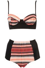 Topshop Red Stained Glass Print Bikini