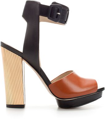 Zara Laminated Heel Sandal - Lyst