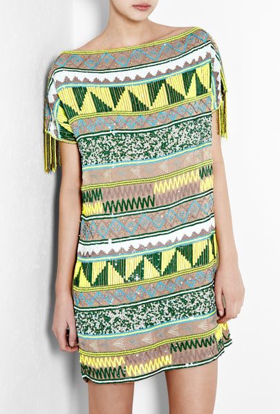 Antik Batik Jacara Aztec Beaded Mini Dress in Multicolor (nude) - Lyst