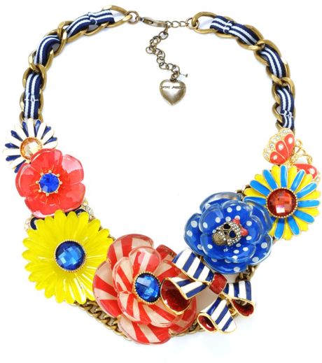 Betsey Johnson Multi Flower Frontal Statement Necklace in Multicolor (multi) - Lyst