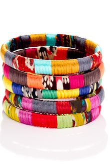 Cara Accessories Cara Accessories Mixedfabric Bangle - Lyst