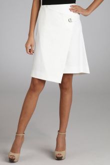 Celine Cream Stretch Cotton Fold Over Flap Skirt - Lyst