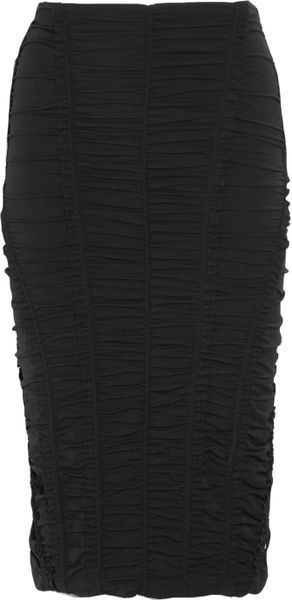 Donna Karan New York Ruched Stretchcrepe Skirt in Black - Lyst