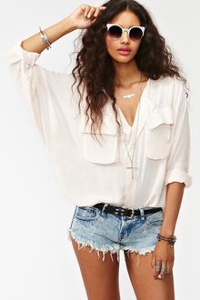 Nasty Gal Utility Batwing Blouse Blush - Lyst