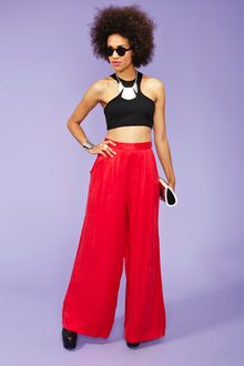 Nasty Gal Red Silk Palazzo Pant - Lyst