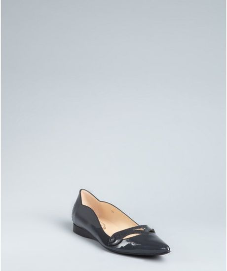 Tod's Charcoal Patent Leather Audrey Cutout Flats in Blue (charcoal) - Lyst
