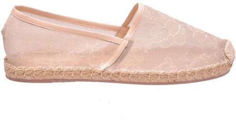 Valentino Lace Espadrilles in Pink - Lyst