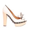 Valentino Rockstud Decolletté Open Toe in Beige - Lyst