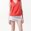 Zara Blouse with Shoulder Appliqués in Pink (coral) - Lyst