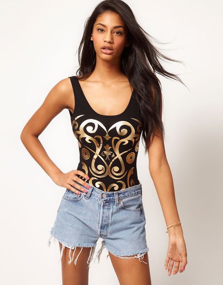 Asos Collection Asos Body with Ornate Foil Print in Black - Lyst
