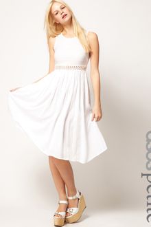 ASOS Collection Asos Petite Exclusive Midi Dress with Full Skirt and Crochet Detail - Lyst