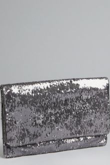 BCBGMAXAZRIA Carbon Sequined Foldover Clutch - Lyst
