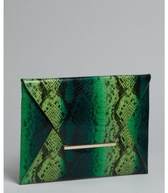  Green Snakeskin Llene Envelope Clutch 