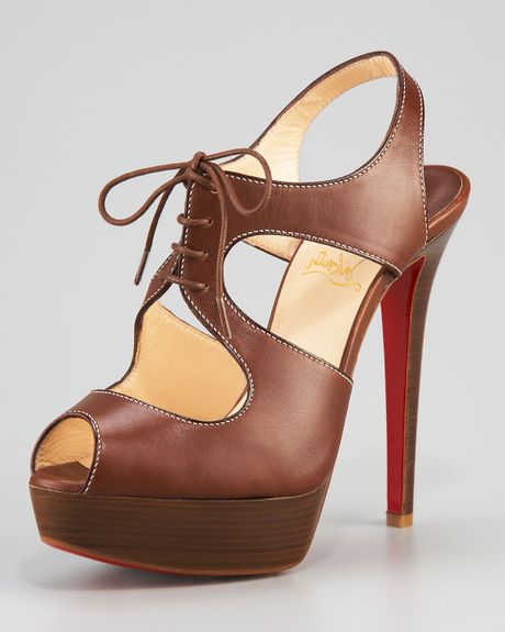 Christian Louboutin Serena Laceup Sandal in Brown (tobacco) - Lyst