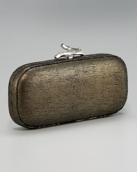 Diane Von Furstenberg Lytton Gold Minaudiere in Brown (hammered gold) - Lyst