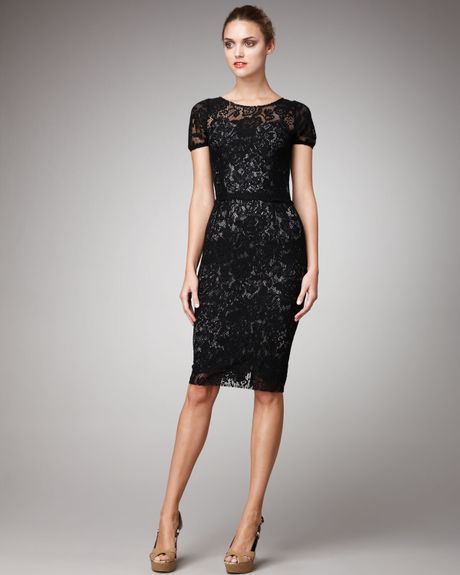 Dolce & Gabbana Shortsleeve Lace Dress in Black - Lyst