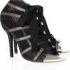 Dolce & Gabbana Meshoverlay Patent Leather Sandals in Brown (taupe) - Lyst