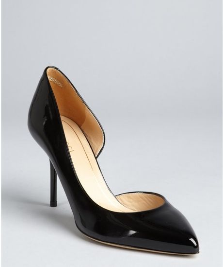 Gucci Black Patent Leather Dorsay Heels in Black - Lyst