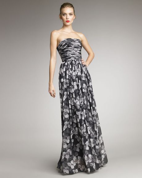Jason Wu Floral-print Strapless Gown in Gray (grey black) | Lyst