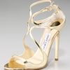 Jimmy Choo Lance Wavy Strap Sandal in Gold - Lyst