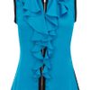 Karen Millen Colourblock Scuba Frill Top in Blue (turquoise) - Lyst