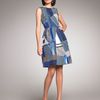 Oscar De La Renta Beaded Patchwork Dress in Blue (aviator) - Lyst