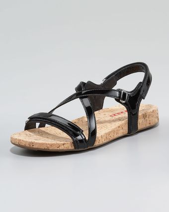  Patent Leather Criss Cross Cork Sandal 