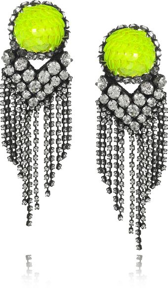 Shourouk E Vegas Crystal and Sequin Earrings - Lyst
