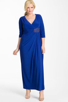 Alex Evenings Beaded Ruched Jersey Gown - Lyst