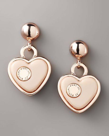 Marc By Marc Jacobs Heart Drop Earrings in Pink (beige) - Lyst