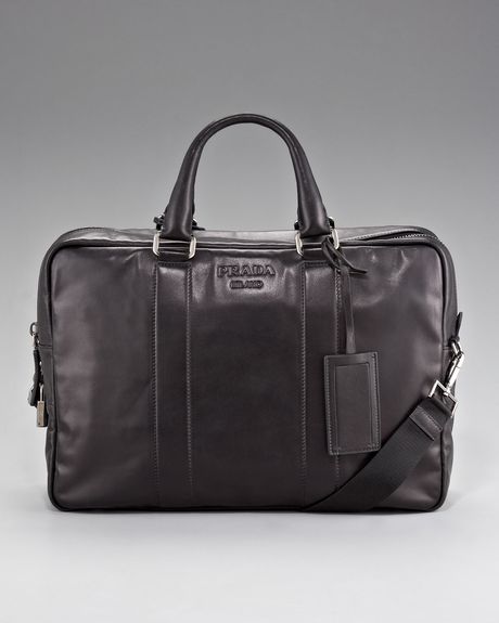 Prada Leather Briefcase in Black for Men - Lyst