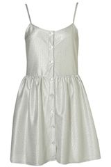 Topshop Strappy Metallic Button Dress