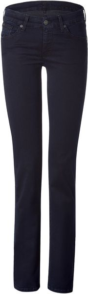 7 For All Mankind The Kimmie Dark Blue Contoured Waist Jeans - Lyst