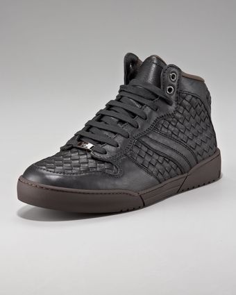 Bottega Veneta Woven Hitop Sneaker - Lyst