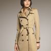 Burberry Leathertrim Trenchcoat in Beige (honey) - Lyst